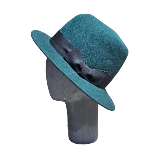 Vintage Accessories - Vintage 1960s–70s Teal Felt Fedora Trilby Hat | IMPORTNA | Wool Felt | Deadstock